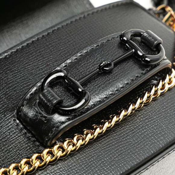 GUCCI Authentic Black Leather Horsebit Shoulder Bag - Picture 8 of 13